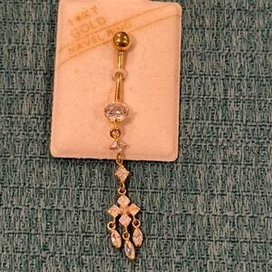 14K Gold with Cubic Zirconia Navel Belly Ring